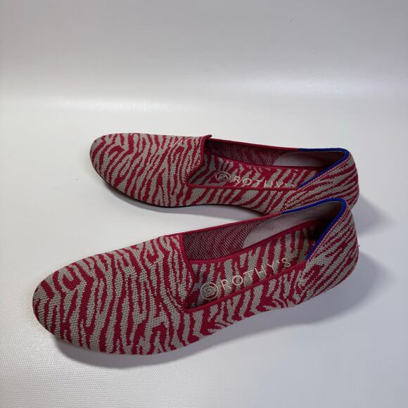 Rothy's Womens The Loafer Red Zebra Knit Slip On Shoes Flats Size US 8.5 Comfort - Picture 1 of 5